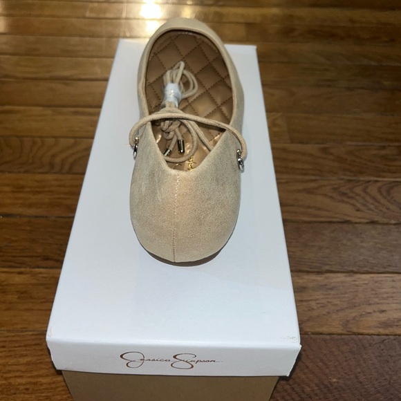 Jessica Simpson Bingley Lace Up Ballet Flats Almond Microsuede Women’s Size 7.5 - Picture 7 of 10